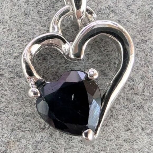 Silver Sapphire 0.5Ct Heart Pendant - Picture 3 of 3